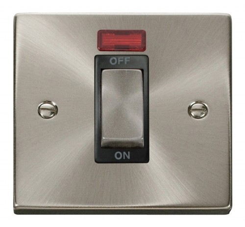 Scolmore Click Deco VPSC501BK 1 Gang 45A Ingot DP Switch With Neon - Black