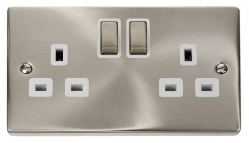 Scolmore Click Deco VPSC536WH 2 Gang 13A DP Ingot Switched Socket Outlet - White
