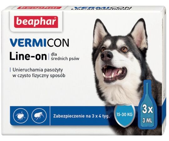 VERMIcon Line-on Dog M - krople przeciwko ektopasożytom dla średnich psów 15-30kg