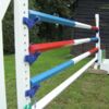 A selection of triple hoop and single colour Hexagonal poles 75mm diameter.
