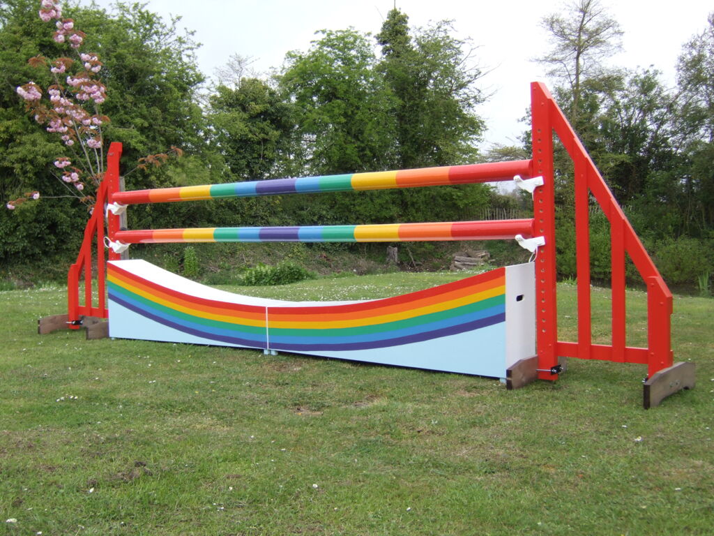 Rainbow poles with rainbow Dipping wall infill.
