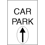 Lorry park and car park signs with moveable arrow