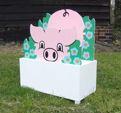 Flower boxes with pigs