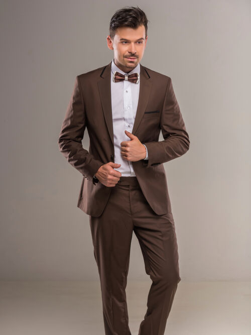 Regular fit suit in chocolate brown