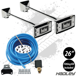 Hadley 26" Rectangle End Airhorns with Fitting Kit (Pair)
