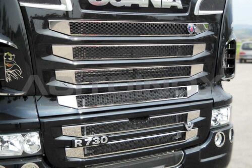 Stainless Steel Mirrored Mask Cover Kit Suitable For Scania New R Series Streamline - 9 Piece 