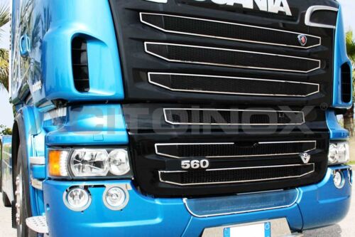 Stainless Steel Mirrored Front Mask Cover Kit Suitable For Scania New R Series Streamline - 9 Piece