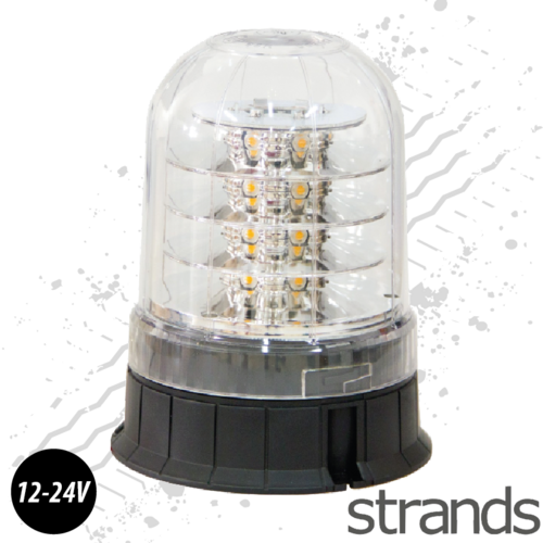 Clear Lens Amber LED Beacon, Rotating / Flashing Light, 12v-24v, ECE R65 Approved.