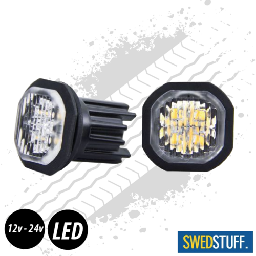 SWEDSTUFF 2x10 Watt LED Amber Warning Lights (Pair) 12/24v (ECE R65) - 1 Year Warranty