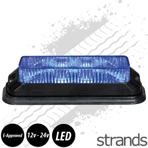 CLEARANCE Blue High Power Strobe 12-24V 4 LEDs x3W IP68 ECE/R65 Approved