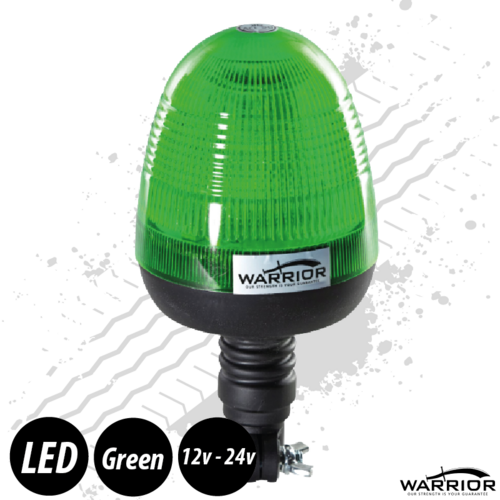 Warrior Low Profile Green LED Beacon 12/24 Volt - Pipe Mount