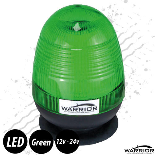 Warrior Low Profile Green LED Beacon 12/24 Volt - Magnetic Base