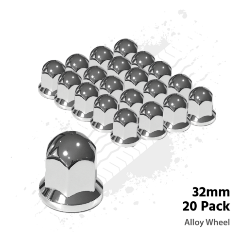 32mm Nut Covers - Alloy Wheels - 20 Pack (B-32NCL)