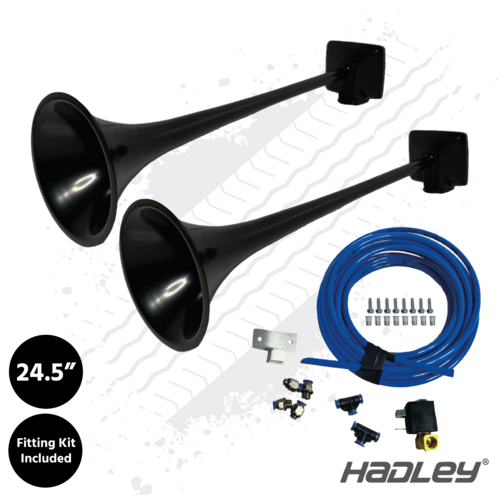 Kuda Black Edition 24.5" Hadley Round Airhorns with Fitting Kit