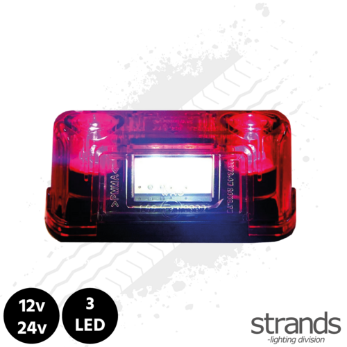 3 LED Number Plate / Position Light Red 12v-24V