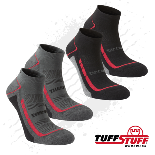 TuffStuff 607 Elite Low Cut Socks (Grey/Black) 2 Pairs