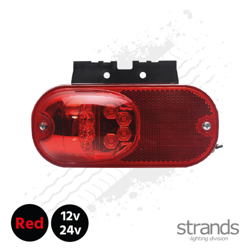 Strands Red LED Position Light With Reflector In Red. E-Approved, 12- 24 Volts - 3 Year Warranty