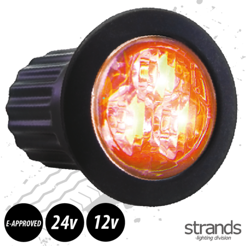 Slim, Round High Powered Amber Strobe / Beacon, Perfect for light bars and body work, 12/24v
