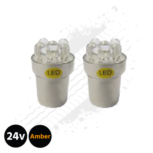Amber BA15s 5w LED Bulbs (Pair) 24v for Trucks