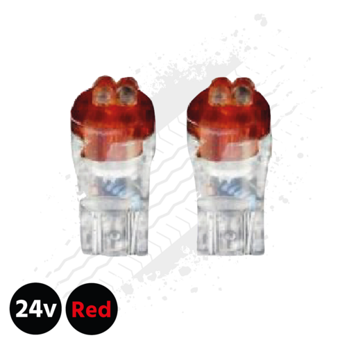 Red T10 5w LED Bulbs (Pair) 24v for Trucks