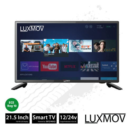 LUXMOV - Smart TV, 21.5" Full HD, LED, 12/24v, Perfect for Trucks, Vans, RV's, ECE Reg 10