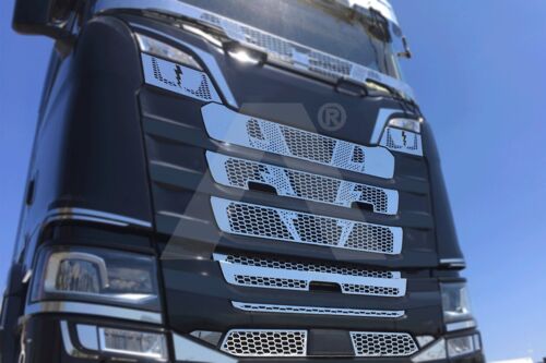 Stainless Steel Mirrored Thunder Mask Cover Kit Suitable For Scania S Series - 11 Piece