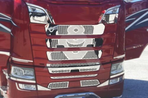 Stainless Steel Mirrored V8 Mask Cover Kit Suitable For Scania S Series - 9 Piece