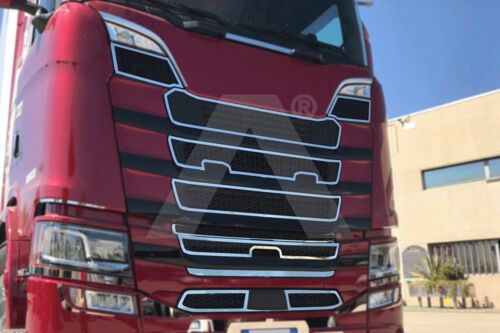 Stainless Steel 9 Piece Mirrored Mask Cover Kit Suitable For Scania S Series