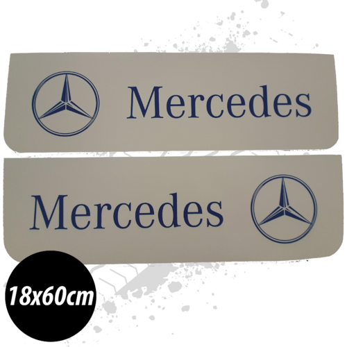 Mercedes White/Blue Front Mudflaps (Pair)