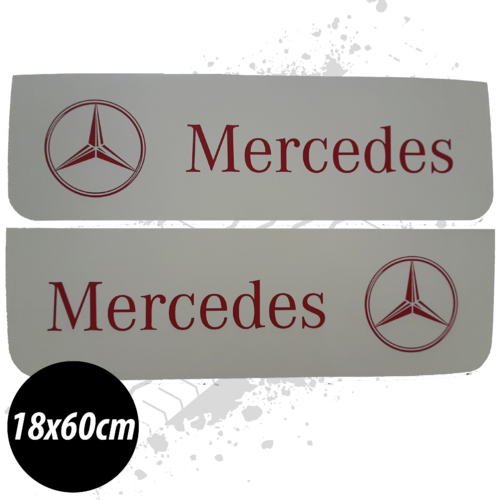 Mercedes White/Red Front Mudflaps (Pair)