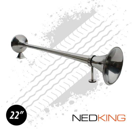 NEDKING 55cm / 22" Stainless Steel Air Horn 120db With 8mm Air Connection - Includes Support Arm