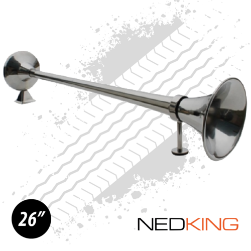 NEDKING 65cm / 26" Stainless Steel Air Horn 120db With 8mm Air Connection - Includes Support Arm