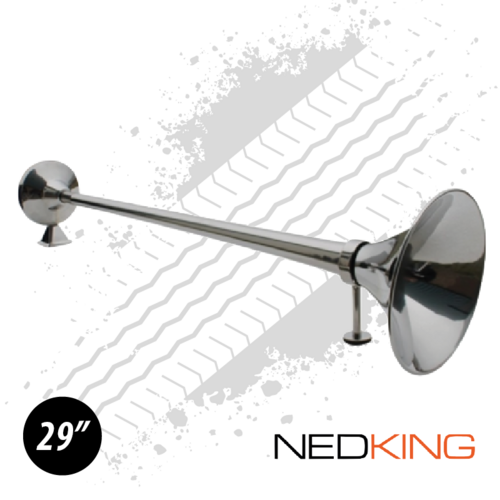 NEDKING 75cm / 29" Stainless Steel Air Horn 122db With 8mm Air Connection - Includes Support Arm