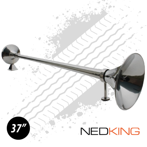 NEDKING 95cm / 37" Stainless Steel Air Horn 122db With 8mm Air Connection - Includes Support Arm
