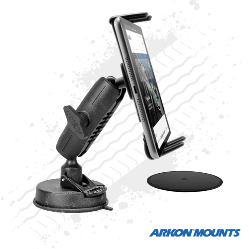 Ultra Windscreen Suction Slim Grip Phone and Tablet Mount to suit devices up to 8" wide - Arkon Mounts.