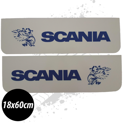 Scania White/Blue Front Mudflaps (Pair)