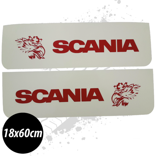 Scania White/Red Front Mudflaps (Pair)