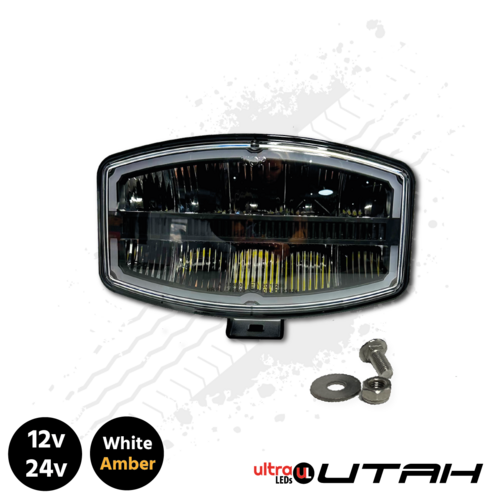 UltraLEDs Utah Full LED Oval Spotlight, White / Amber DRL, 12/24v – 3 year Warranty