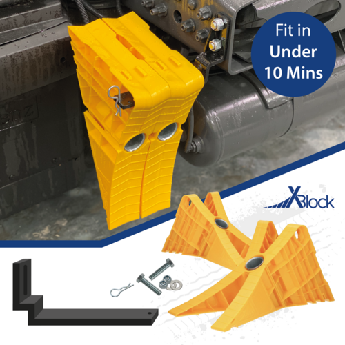 Universal, X-Block Wheel Chock Kit with Chassis Bracket - Fit in under 10 minutes.