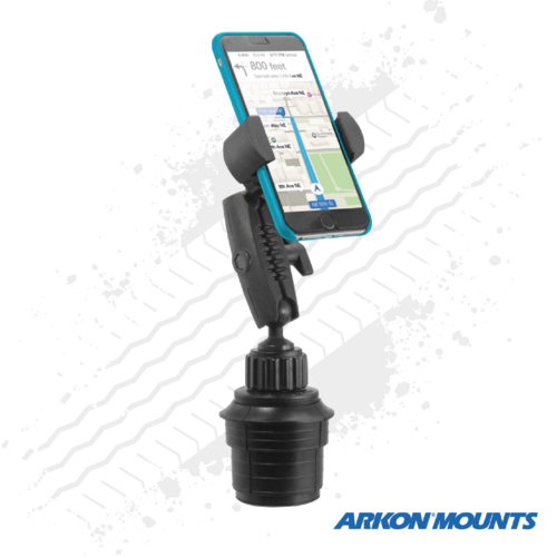 XL Cup Holder Phone and Midsize Tablet mount to suit devices up to 5" wide, 3.5" cup holder - Arkon Mounts.