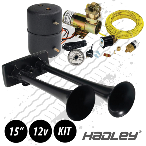 Hadley Black Zinc Bully Blast Air Horn 12 Volt Kit H00964HM
