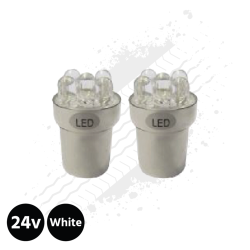 Ice White BA15s 5w LED Bulbs (Pair) 24v for Trucks
