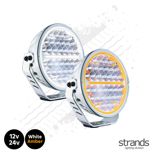 Strands SIBERIA Night Ranger, 9" White LED Driving Light 12/24v, Amber / White Side Light