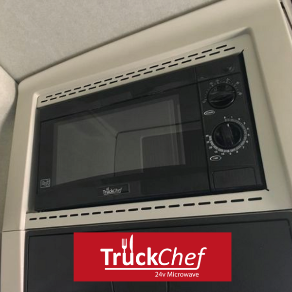24v Microwave oven - Truck Microwave. In Cab Oven. 24v. In Cab Cooking. TruckChef Microwave. On The Road Cooking.