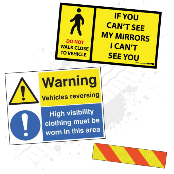 Vehicle Safety Signs, Illuminated Cycle Safety Sign, Blind Spot Sign, FORS Signs, Stickers and Mudflaps.