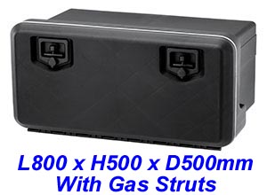 Plastic Toolbox With 2 Locks 800 x 500 x 500 - With Gas Struts