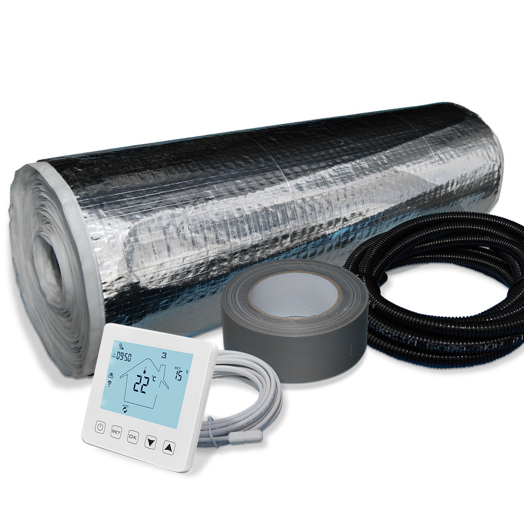 2m sq, Manual Thermostat Electric Under Laminate//Wood Foil Underfloor Heating Mat Kit