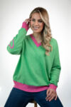 Green tipped cashmere v neck